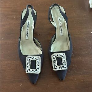 Manolo Blahnik Black Crystal Embellished Heels